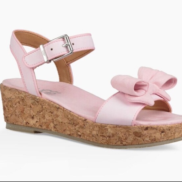 UGG Milley Pink Bow Girl Sandals Size 6 - Picture 3 of 8